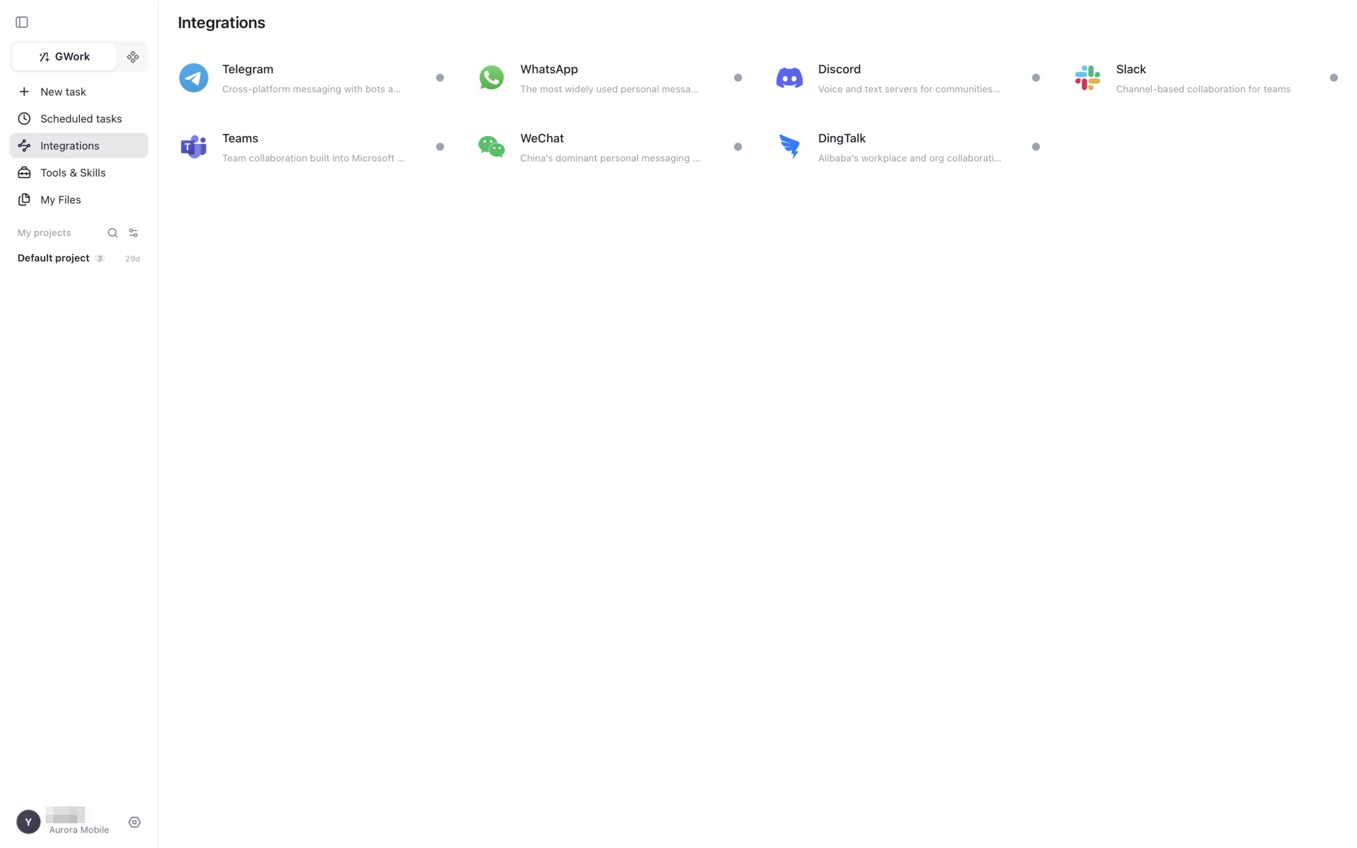 Página Integrations