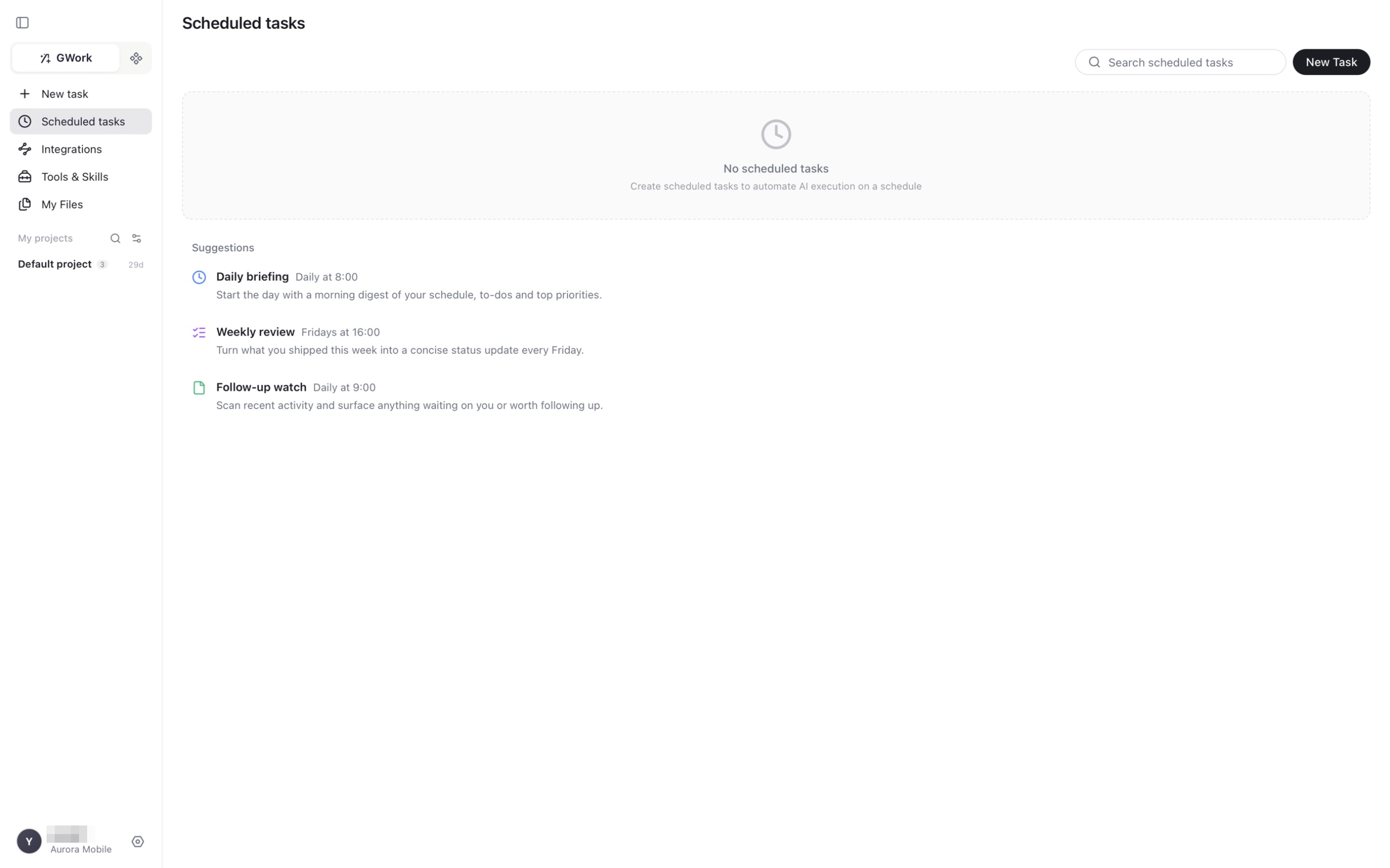 Page Scheduled tasks